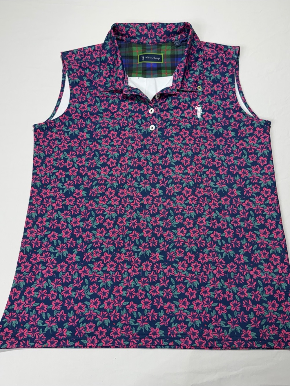 William Murray golf Navy & Pink Floral Sleeveless Polo